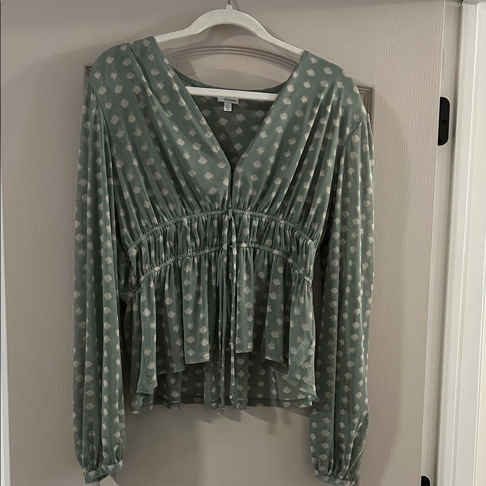 Madison & Berkeley Teal Polka Dot Blouse